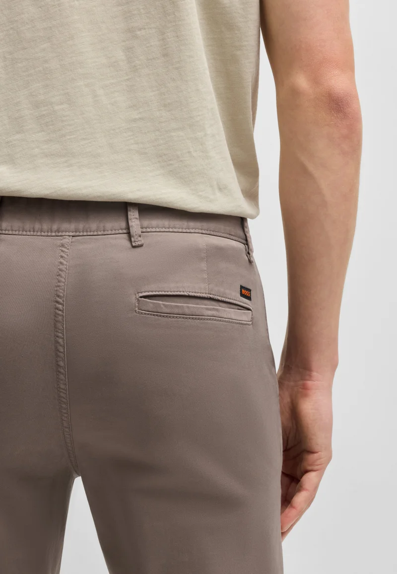 BOSS Slim-fit chinos in stretch-cotton satin
