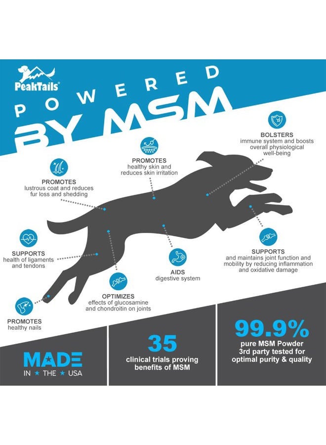 Kala Health PeakTails MSM Powder for Dogs, 1 lb, Hip and Joint Support Supplement, 99.9% Pure Distilled MSM, Made in The USA - Image 4