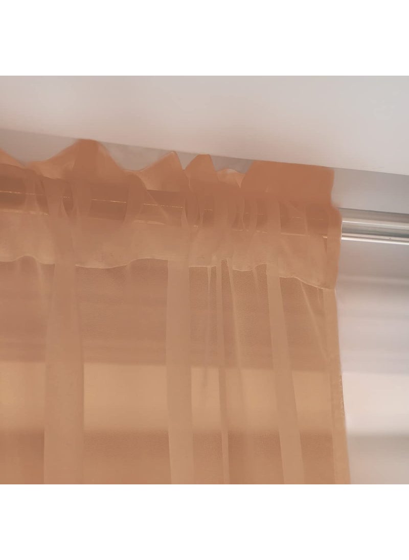L&TEC Window Brown Sheer Curtains 48 Inches Width 108 Inches Long 2 Panels Sheer Curtains Clear Curtains Basic Rod Pocket Panel for Home Living Room Bedroom Kids Room Yard Patio Parlor Sliding  - Image 4