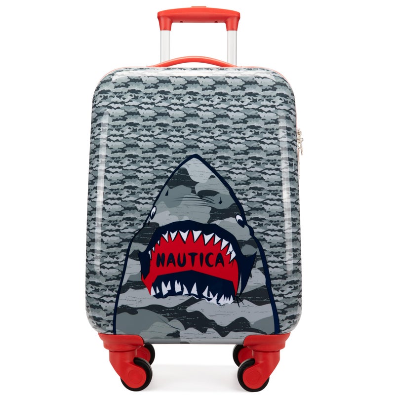 Nautica Kids 18 Hardside Carryon Suitcase with Spinner Wheels Shark Attack - Image 2