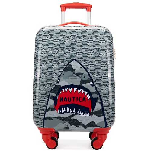 Nautica Kids 18 Hardside Carryon Suitcase with Spinner Wheels Shark Attack - Image 1