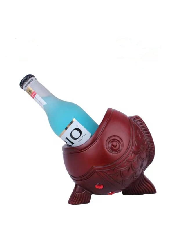 The Decor Deal The Decor Deal Fish Shape Resin Wine Bottle Holder Rack Storage Bowl Dark Cherry Red Gift for All Occasions  - Image 2