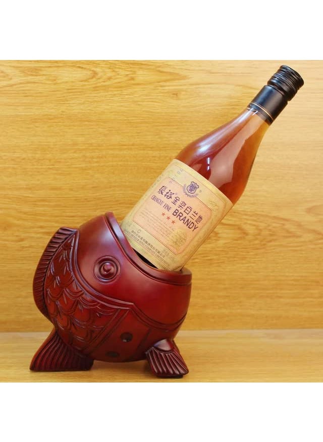 The Decor Deal The Decor Deal Fish Shape Resin Wine Bottle Holder Rack Storage Bowl Dark Cherry Red Gift for All Occasions  - Image 4