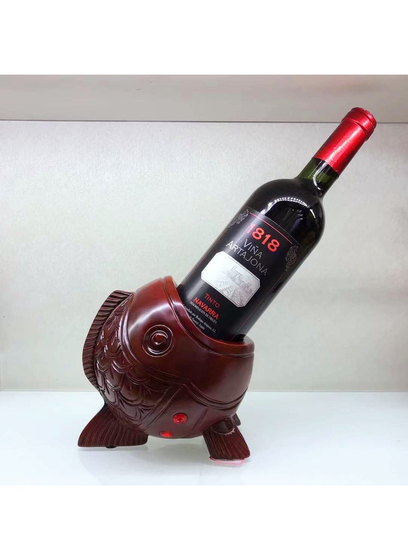 The Decor Deal The Decor Deal Fish Shape Resin Wine Bottle Holder Rack Storage Bowl Dark Cherry Red Gift for All Occasions  - Image 1