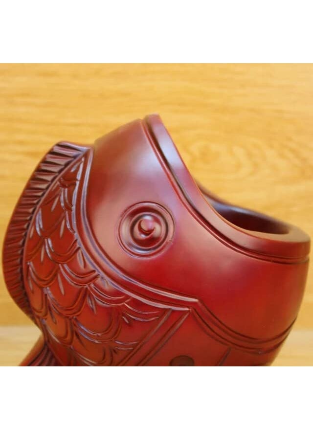 The Decor Deal The Decor Deal Fish Shape Resin Wine Bottle Holder Rack Storage Bowl Dark Cherry Red Gift for All Occasions  - Image 3