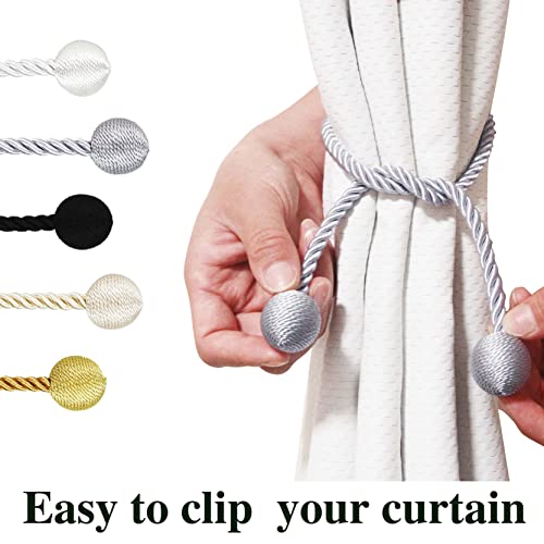 Nieffeiy Curtain Tiebacks Outdoor Elegant Decorative Tie Backs Modern Rope Tiebacks for Drapes Window Curtain Holdbacks for Draperies (Grey, 4) - Image 4