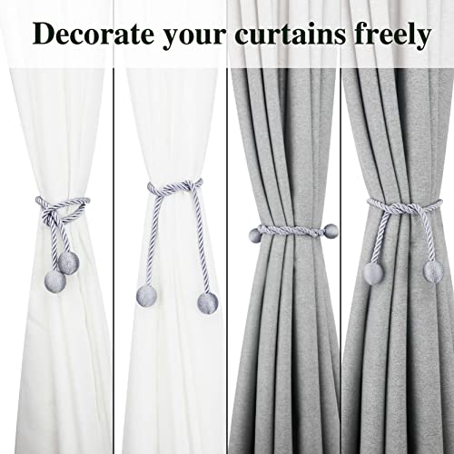 Nieffeiy Curtain Tiebacks Outdoor Elegant Decorative Tie Backs Modern Rope Tiebacks for Drapes Window Curtain Holdbacks for Draperies (Grey, 4) - Image 3