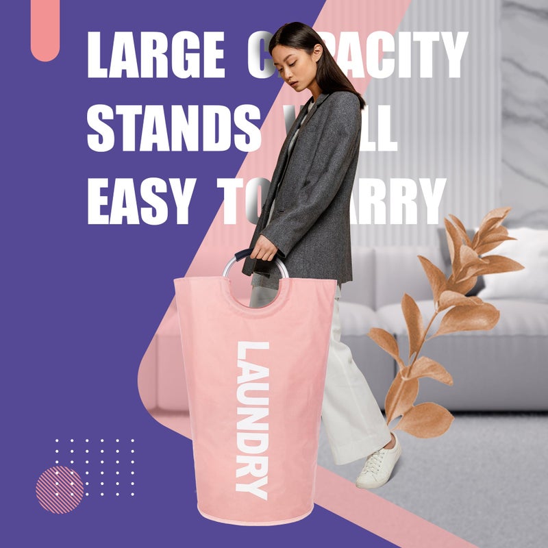 Caroeas 90L Laundry Basket (13 Colors), Waterproof Laundry Hamper, Laundry Bag with Padded Handles, Clothes Hamper Stands Up Well, Collapsible Laundry Basket Easy Storage - Image 4