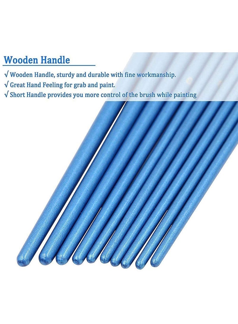 THE PRO BRO Paint Brush Set of 10 – Professional Nylon Hair Artist Brushes for Acrylic, Watercolor & Oil Painting – Blue Handle Art Supplies for Students, Kids & Beginners - Image 5