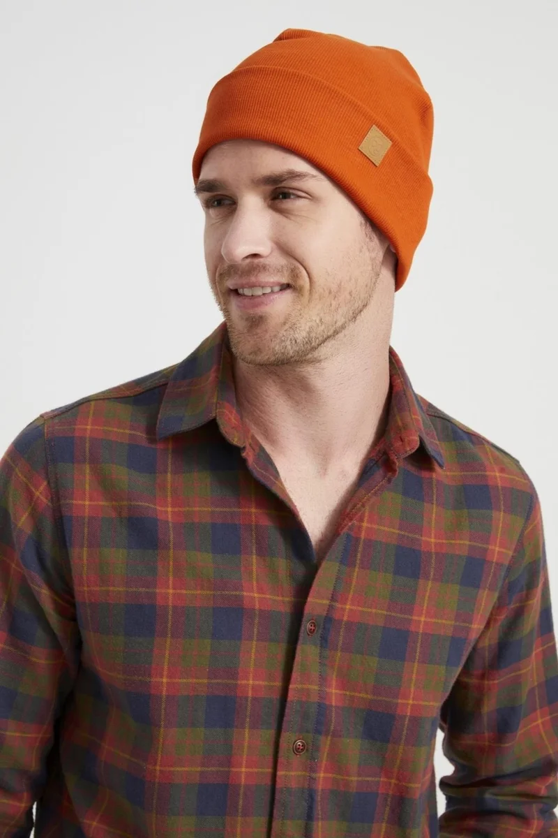 Butikgiz Men's Young Brick Orange Hat Beret Sports Comfortable Cotton Handmade Difference
