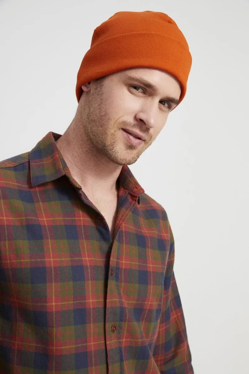 Butikgiz Men's Young Brick Orange Hat Beret Sports Comfortable Cotton Handmade Difference