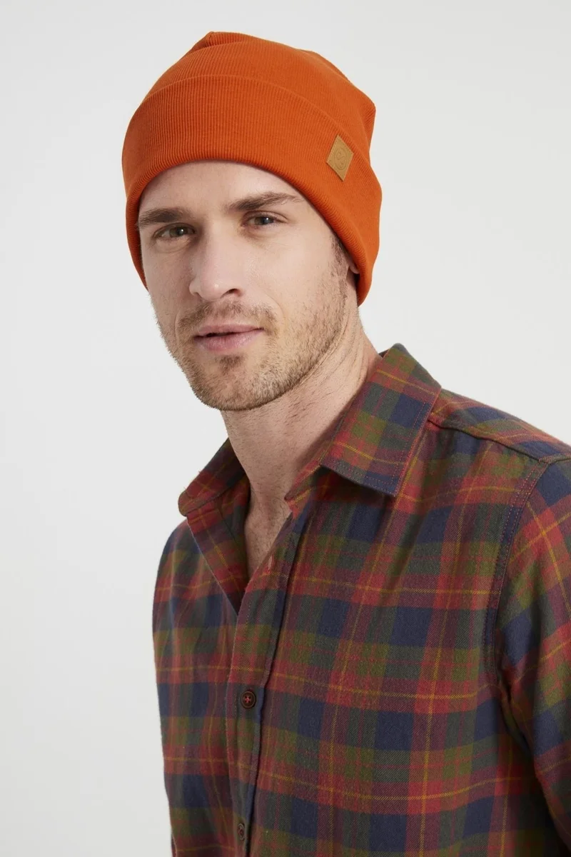 Butikgiz Men's Young Brick Orange Hat Beret Sports Comfortable Cotton Handmade Difference