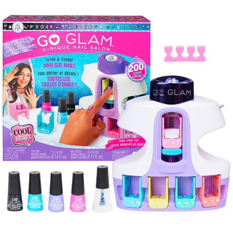Cool Maker, GO GLAM U-nique Metallic Nail Salon with 200 Icons and Designs, 4 Polishes, Stamper & Dryer, Nail Kit for Girls, Amazon Exclusive - Image 1