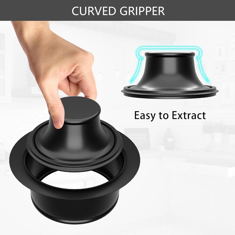 Exakey Kitchen Sink Garbage Disposal Flange and Stopper,Sink Drain Flange with Stopper for Garbage Disposal Stainless Steel Fit Universal 3-1/2 Inch Standard Sink Drain Opening Matte Black - Image 4