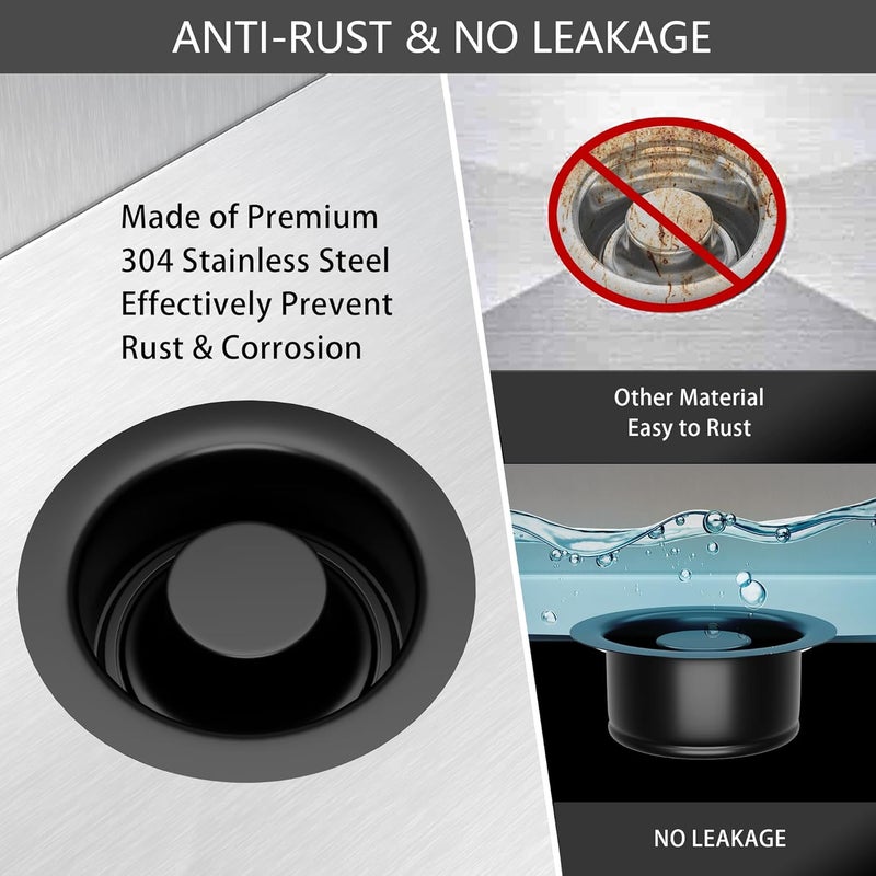 Exakey Kitchen Sink Garbage Disposal Flange and Stopper,Sink Drain Flange with Stopper for Garbage Disposal Stainless Steel Fit Universal 3-1/2 Inch Standard Sink Drain Opening Matte Black - Image 5