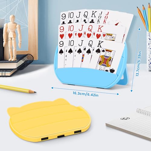 Wkchxd Card Holders for Playing Cards 2 Pack Playing Card Holder for Kids Adults and Seniors Hands Free Card Game Holder for Arthritis Little HandsPoker Parties Travel Family Game Nights Blue Yellow - Image 5