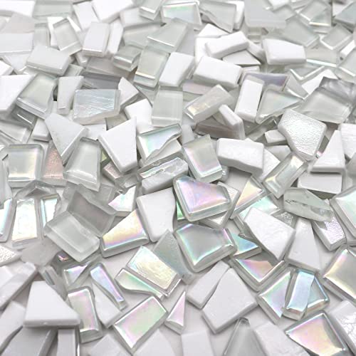 LITMIND White Series Irregular Glass Mosaic Tiles for Art Crafts, 9oz Value Pack Mosaic Making Supplies, Mosaic Kits for Adults - Image 2