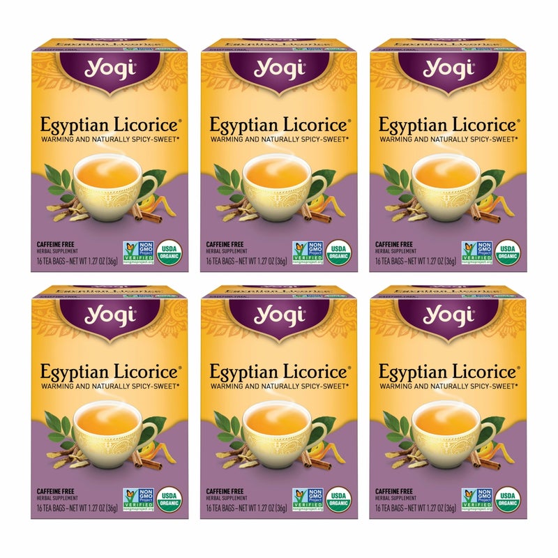 Yogi Tea - Egyptian Licorice Tea (6 Pack) - Warming and Naturally Spicy Sweet - Soothing and Caffeine Free - 96 Organic Herbal Tea Bags - Image 1