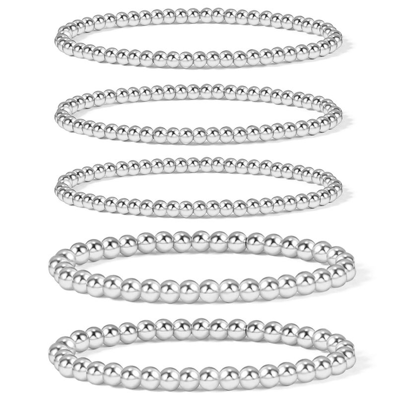 Badu Silver Plated Beaded Bracelets for Women Silver Plated Bracelet Stretchable Adjustable Bracelet - Image 1