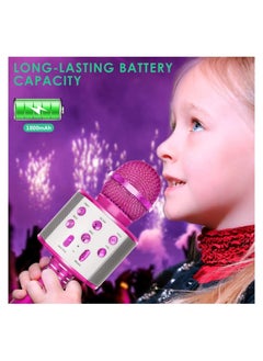 ELTRAZONE Wireless Bluetooth Karaoke Microphone for Kids, 5-in-1 Portable Handheld Karaoke Mic Speaker Player Recorder with Adjustable Remix FM Radio for Kids Girls Boys Teens Birthday (858-Hot Pink)  - Image 3
