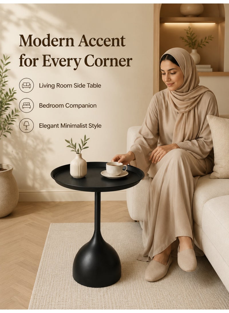 الحلم طاولة قهوة، طاولة جانبية، طاولة صغيرة، قطعة ديكور مركزية لغرفة المعيشة وغرفة النوم والشقة، طاولة سرير بسيطة ذات طراز صناعي عصري (أسود) - Image 3