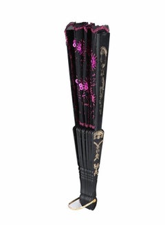 Y&D Embroidered Sequin Folding Fan, Chinese Japanese Wedding Party Gifts Dance Props Home Decor Holiday 5 Pcs  - Image 3