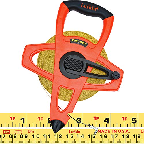 Lufkin Crescent Lufkin 1/2" x 60m/200' Hi-Viz® Orange Fiberglass SAE/Metric Dual Sided Tape Measure - FM060CME - Image 2
