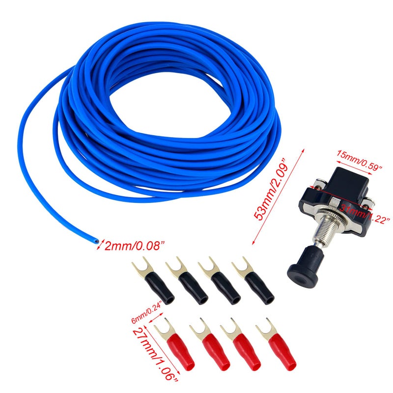 S SYDIEN 18 Gauge Wire 18 awg Stranded Wire PVC Cord Copper Cable 10M/33Ft Single Core Flexible Extension Power Cord Remote Wire for Amp Auto with Connection Terminals & Push-Pull Switch - Image 2