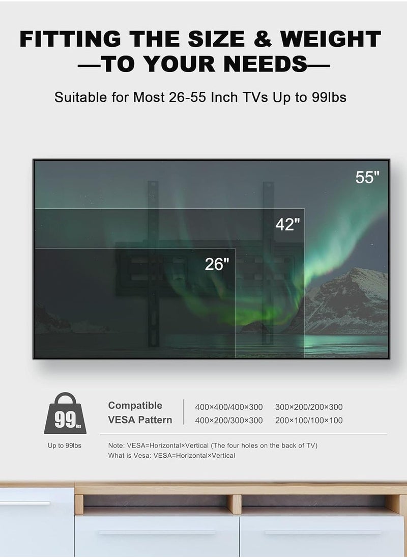 ELTRAZONE Full Motion TV Wall Mount Bracket for 26-55 Inch LED, LCD, OLED TVs – Dual Articulating Swivel Arms, Tilts & Rotates, Max VESA 400x400mm, Supports Up to 99 lbs – Adjustable & Sturdy Wall Mount for Optimal Viewing - Image 3