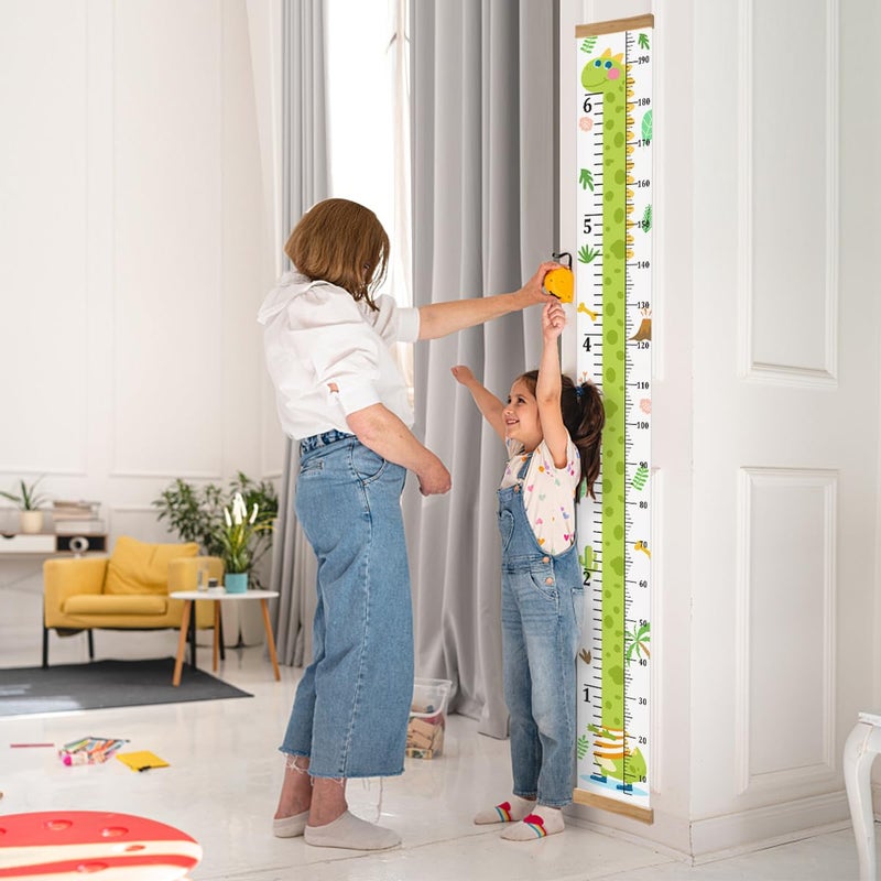 MIBOTE Baby Growth Height Chart Handing Ruler Wall Decor for Kids, Canvas Removable Height Growth Chart 79" x 7.9" (Dinosaur) - Image 2