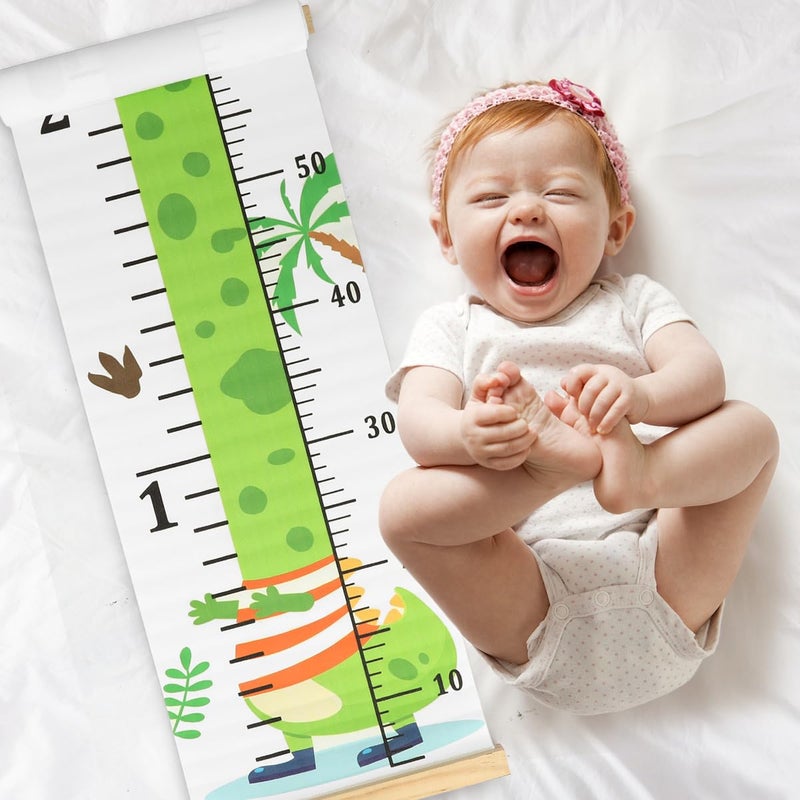 MIBOTE Baby Growth Height Chart Handing Ruler Wall Decor for Kids, Canvas Removable Height Growth Chart 79" x 7.9" (Dinosaur) - Image 3