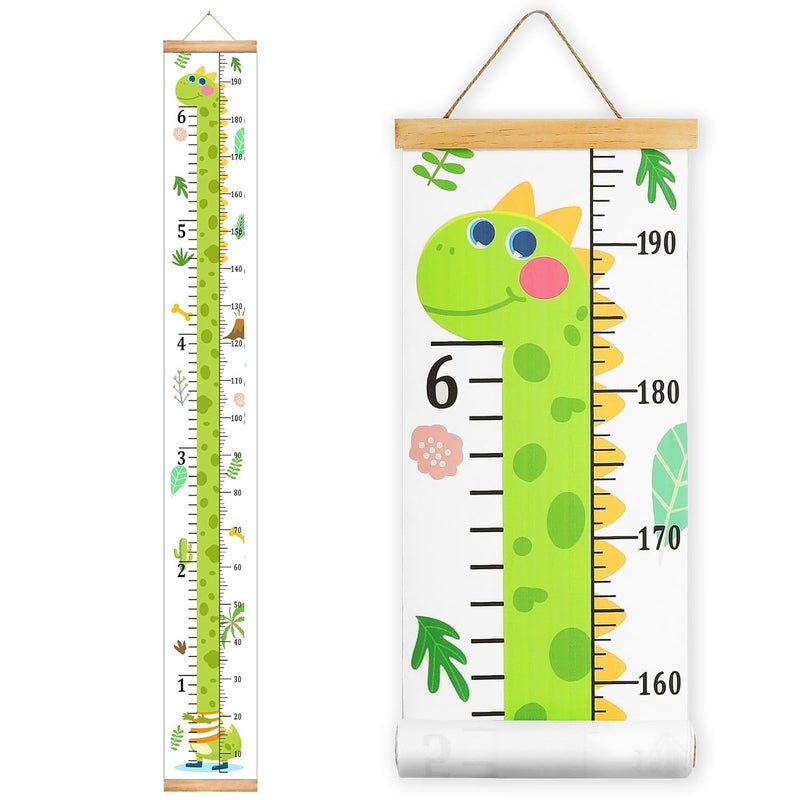 MIBOTE Baby Growth Height Chart Handing Ruler Wall Decor for Kids, Canvas Removable Height Growth Chart 79" x 7.9" (Dinosaur) - Image 1