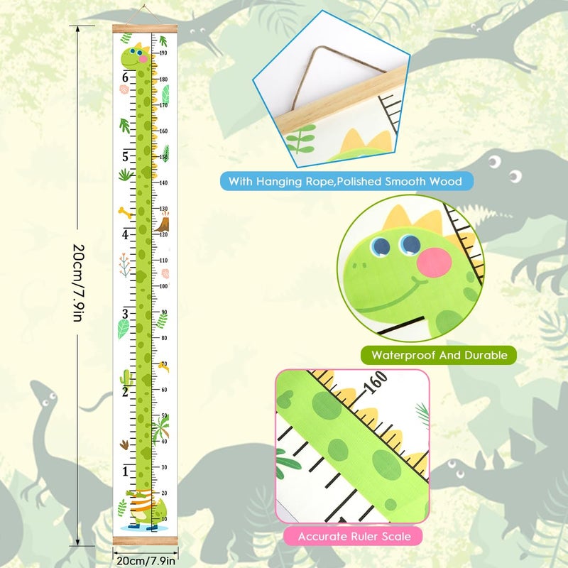MIBOTE Baby Growth Height Chart Handing Ruler Wall Decor for Kids, Canvas Removable Height Growth Chart 79" x 7.9" (Dinosaur) - Image 4