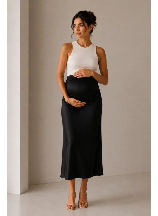 LuvmaBelly MYRA9036 - Satin Skirt - Black.