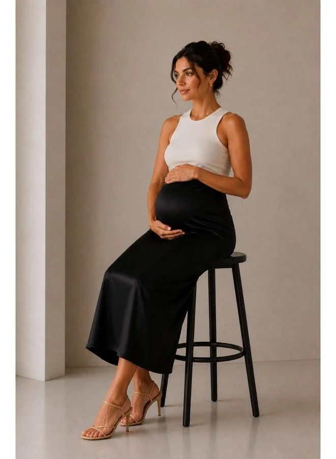 LuvmaBelly MYRA9036 - Satin Skirt - Black.