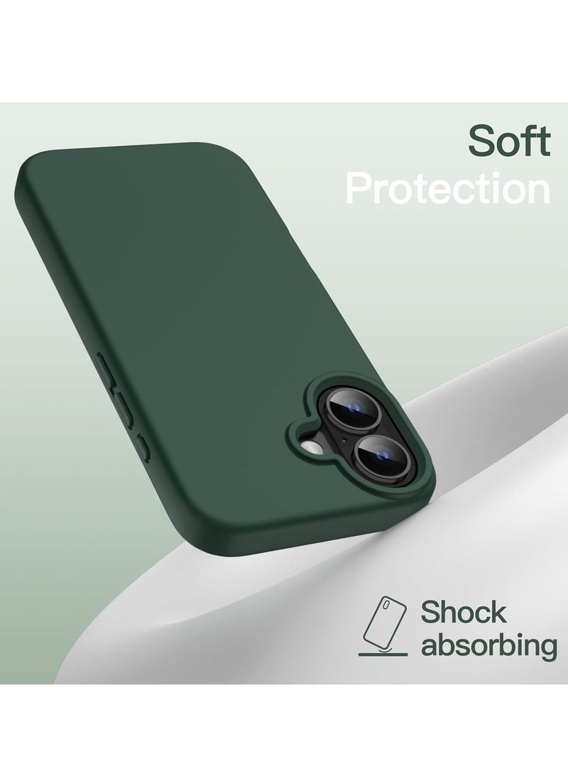 Raxoom Liquid Silicone Case for iPhone 16 (6.1-Inch) â€“ Silky Soft Touch Full-Body Protective Anti-Scratch Shockproof Cover with Microfiber Lining (Midnight Green) - Image 4