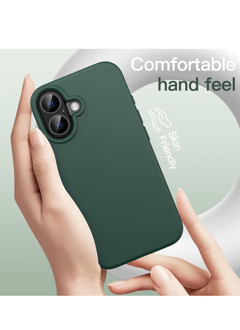 Raxoom Liquid Silicone Case for iPhone 16 (6.1-Inch) â€“ Silky Soft Touch Full-Body Protective Anti-Scratch Shockproof Cover with Microfiber Lining (Midnight Green) - Image 3