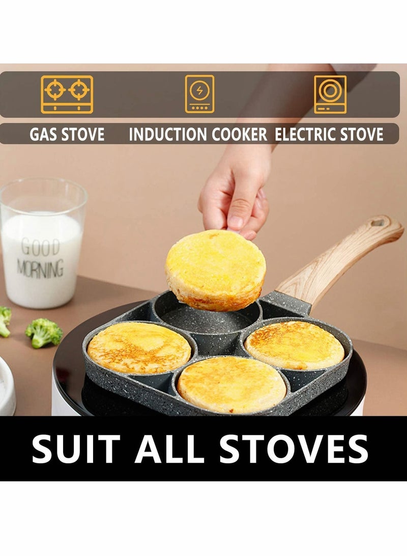 Y&D Egg Pan,4-Cup Nonstick Frying Pan,Easy Clean Cooker Omelet Pan For Breakfast Swedish Pancake,Crepe Pan,Compatible with all heat sources(3-inch eggs) - Image 4