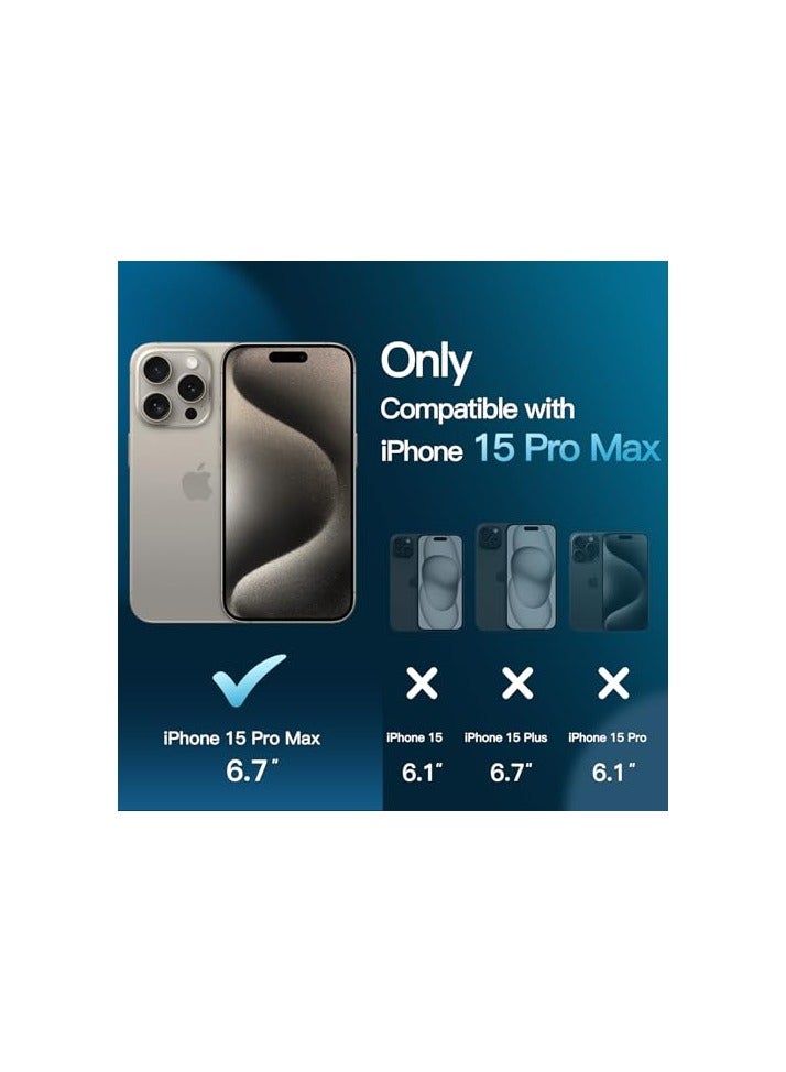 جي تيك حافظة JETech 5 في 1 غير لامعة لهاتف iPhone 15 Pro Max 6.7 بوصة مع عبوتين لكل واقي شاشة من الزجاج المقسى وواقي عدسة الكاميرا، غطاء هاتف خلفي شفاف مقاوم للصدمات (تيتانيوم طبيعي) - Image 2