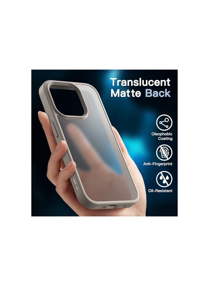 جي تيك حافظة JETech 5 في 1 غير لامعة لهاتف iPhone 15 Pro Max 6.7 بوصة مع عبوتين لكل واقي شاشة من الزجاج المقسى وواقي عدسة الكاميرا، غطاء هاتف خلفي شفاف مقاوم للصدمات (تيتانيوم طبيعي) - Image 3