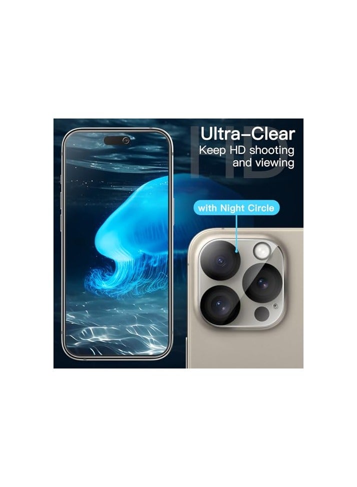 جي تيك حافظة JETech 5 في 1 غير لامعة لهاتف iPhone 15 Pro Max 6.7 بوصة مع عبوتين لكل واقي شاشة من الزجاج المقسى وواقي عدسة الكاميرا، غطاء هاتف خلفي شفاف مقاوم للصدمات (تيتانيوم طبيعي) - Image 5