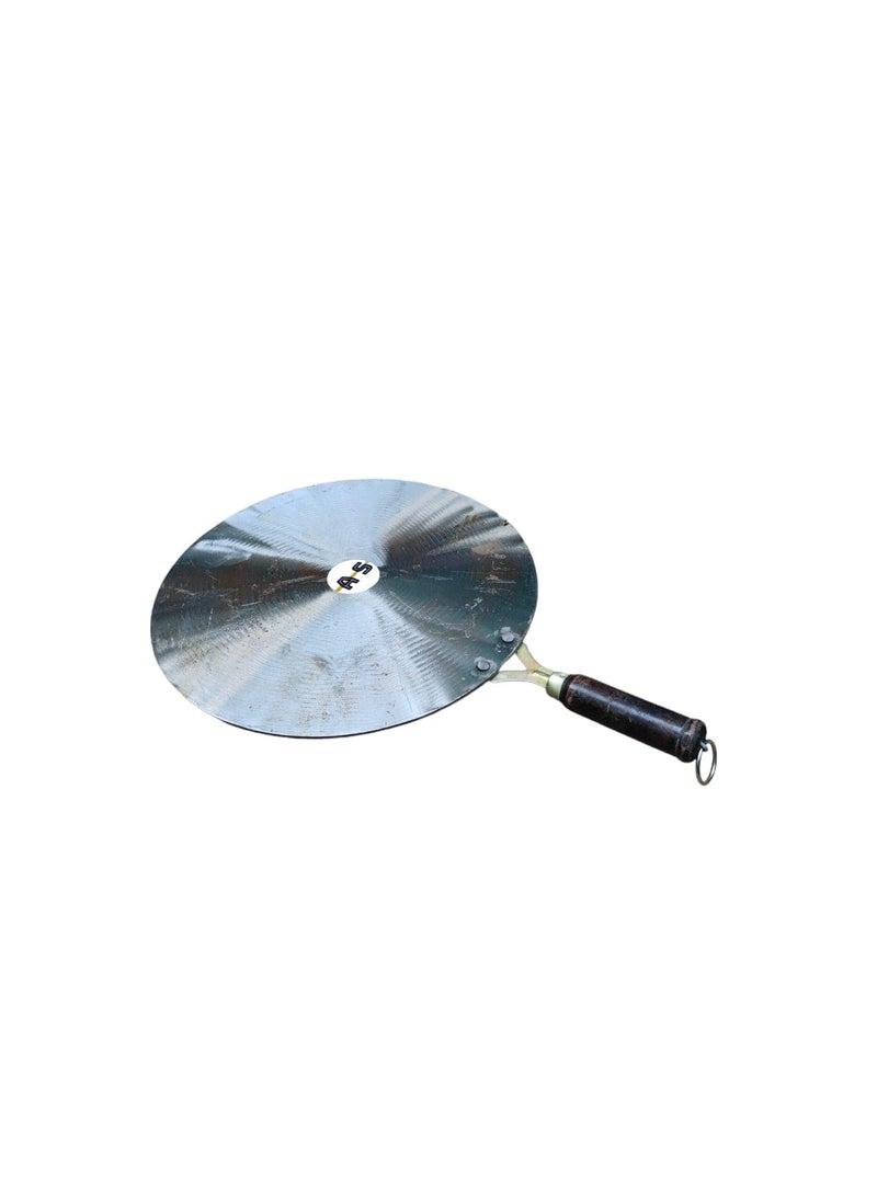 AS A S Shiny Coated Pure Iron Dosa tawa Indian Traditional Handmade Heavy Weight Iron dosa tawa with Stylish Wooden Handle 10 MM Dosa tawa 10 inch  - Image 4