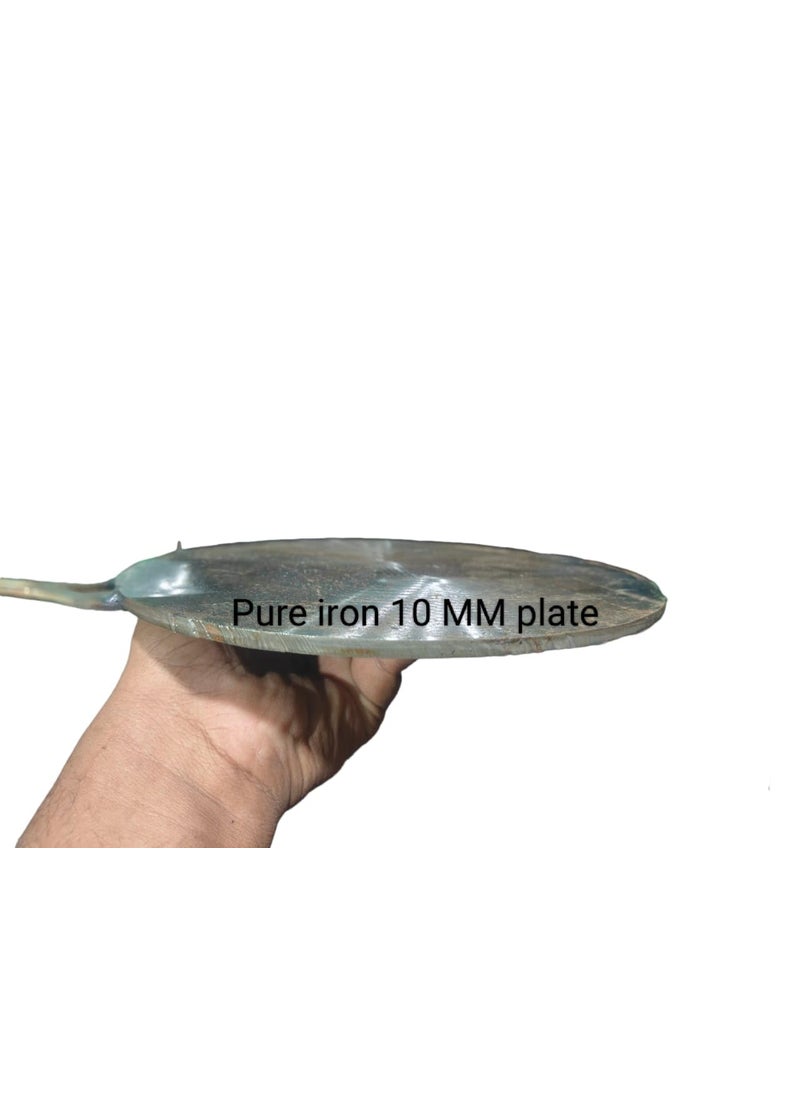 AS A S Shiny Coated Pure Iron Dosa tawa Indian Traditional Handmade Heavy Weight Iron dosa tawa with Stylish Wooden Handle 10 MM Dosa tawa 10 inch  - Image 2