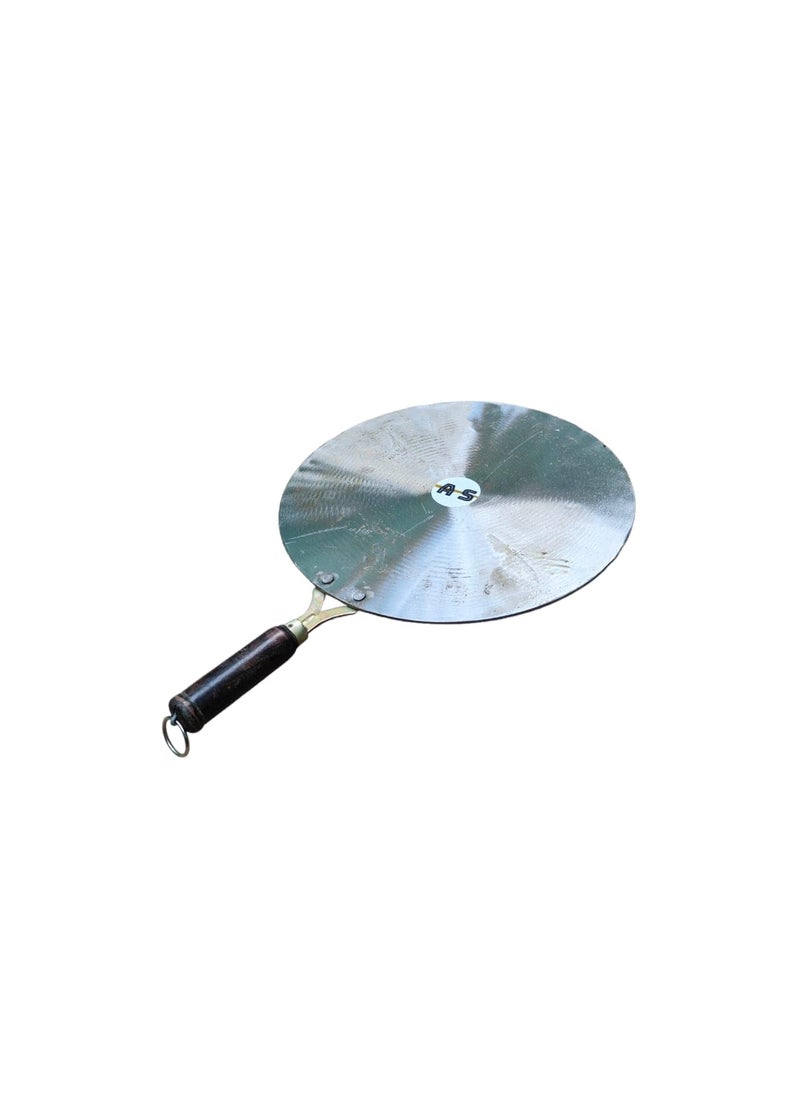 AS A S Shiny Coated Pure Iron Dosa tawa Indian Traditional Handmade Heavy Weight Iron dosa tawa with Stylish Wooden Handle 10 MM Dosa tawa 10 inch  - Image 5