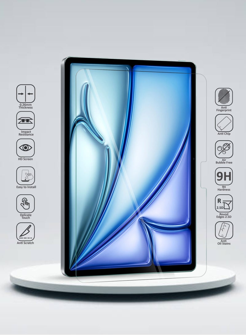 Wtech Apple iPad Air 13 5G 2024 13 Inch Premium Series Curved Edges Full Cover Tempered Glass Screen Protector (TSGPCN) - Clear - Image 2