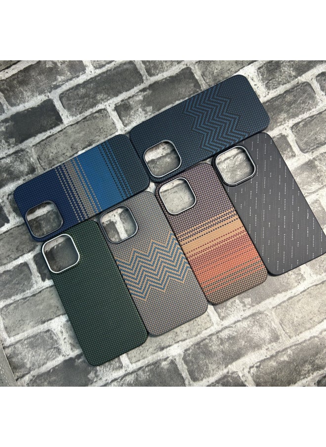 Generic - For Iphone16promax Kevlar Phone Case Magnetic Suction For Iphone 16pro Carbon Fiber Protective Case Product-Color:Black And Gray 1500d Crater Metal Frame All-inclusive-Applicable Models:For Iphone16pro - Image 1