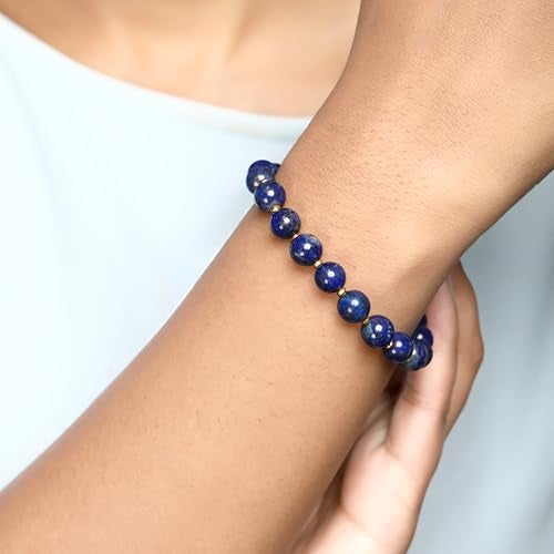 Chitshakti Semi Precious Stone Bracelet - Lapis Lazuli - 8mm | Mothers Day Gift for Mom | Beaded Bracelet for Money, Success & Positive Energy | Return Gifts for Guests - Image 3