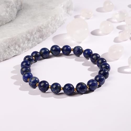 Chitshakti Semi Precious Stone Bracelet - Lapis Lazuli - 8mm | Mothers Day Gift for Mom | Beaded Bracelet for Money, Success & Positive Energy | Return Gifts for Guests - Image 5