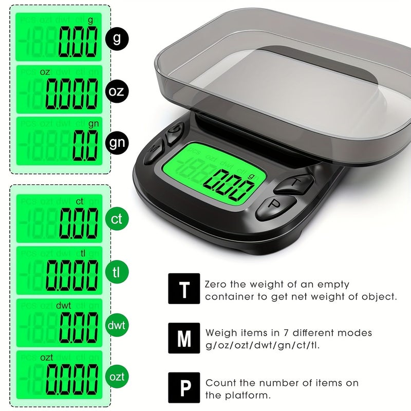 Black 0.01g High Precision Mini Digital Pocket Scale 200g Capacity Portable Electronic Jewelry Scale With 2 AAA Batteries - Image 5