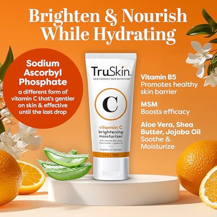 TruSkin Vitamin C Cream for Face – Brightening Moisturizer, Anti Aging, Hydrating, Skin Wrinkle Cream – Vitamin B5, Vitamin E, Jojoba Oil, Aloe Vera & Green Tea, 2 Fl Oz - Image 2